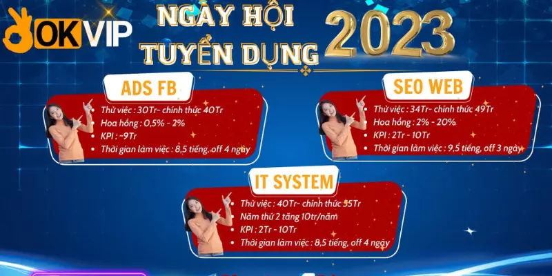 Tổng hợp các vị trí Okvip tuyển dụng nhân sự đợt 1 năm 2023