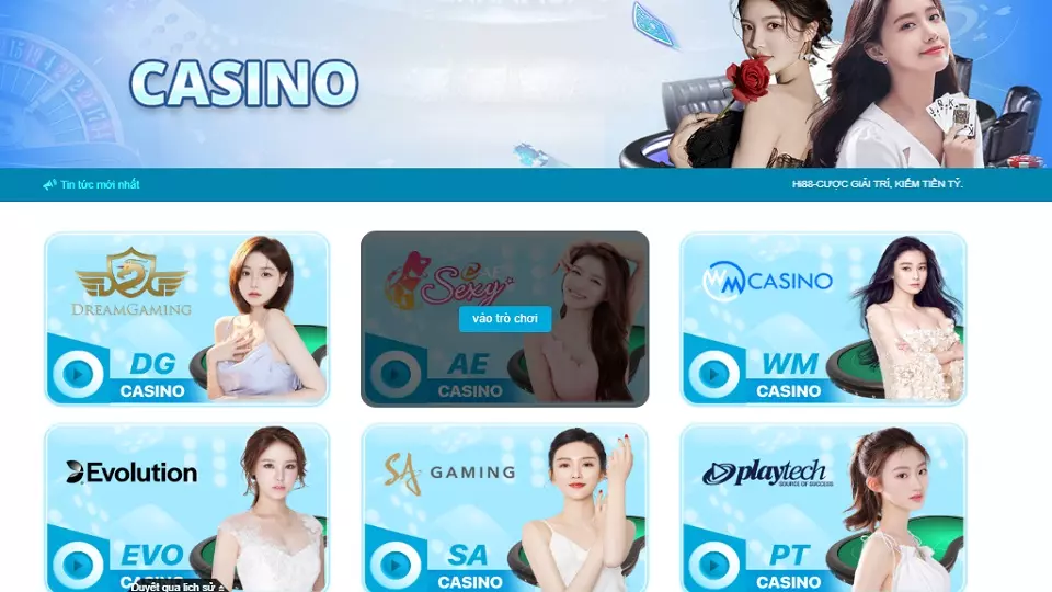 Nhiều sảnh game live casino hiện đại tại Hi88